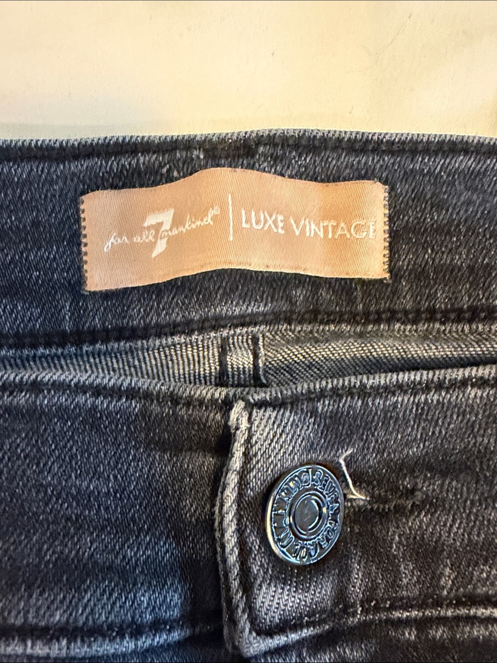 7 For All Mankind Luxe Vintage High-Rise Jeans in Black Wash
